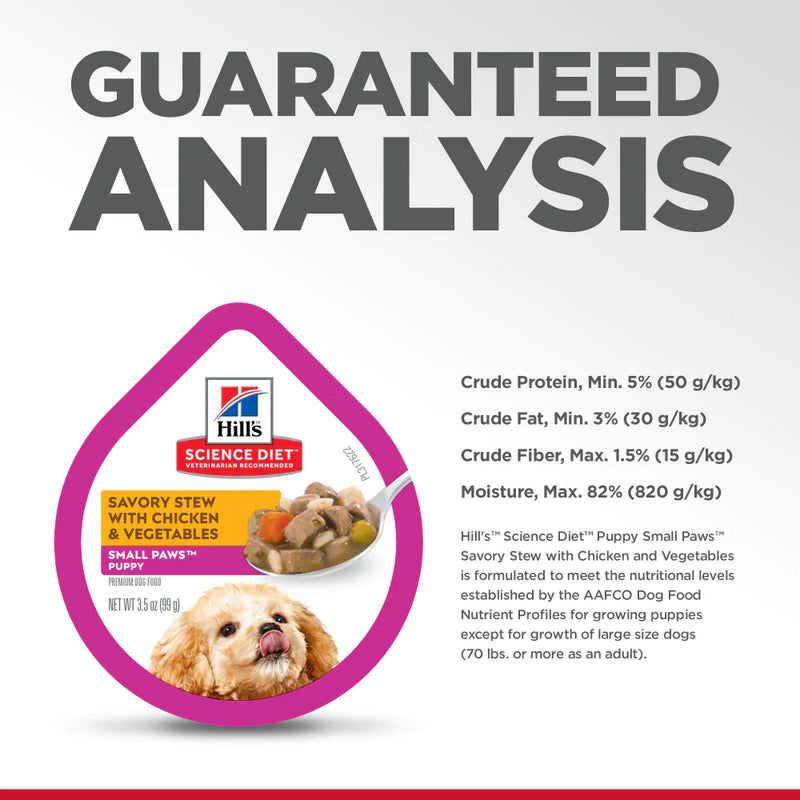 Hill's Science Diet Small & Toy Breed Puppy Savory Chicken & Vegetable Stew Dog Food Trays