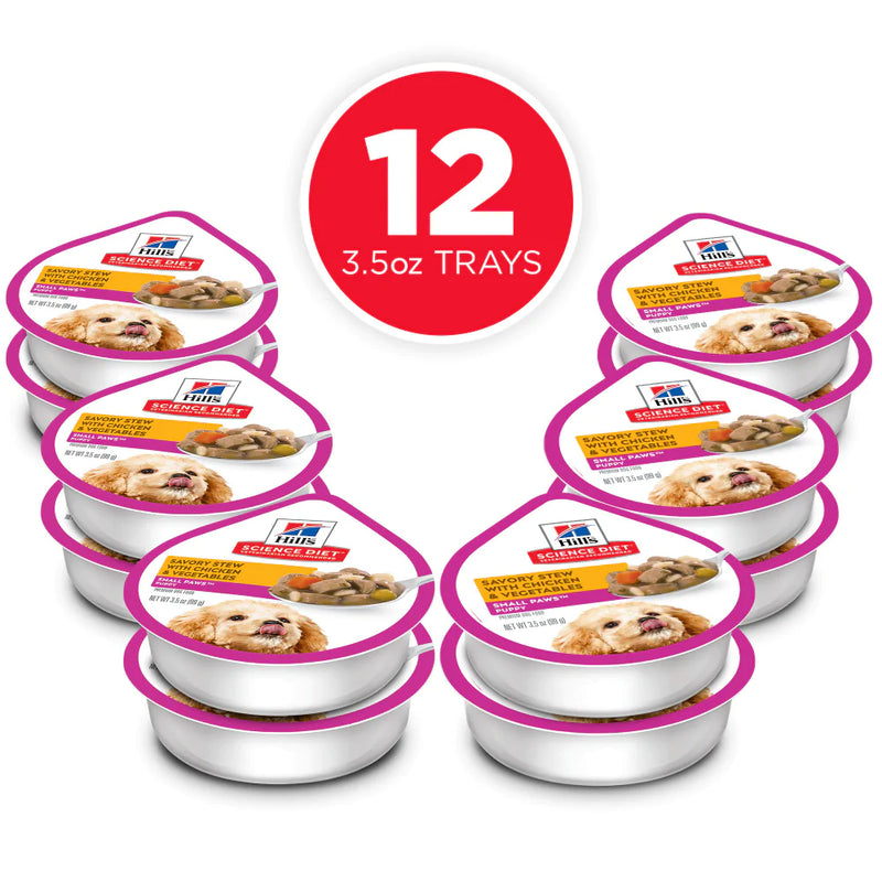 Hill's Science Diet Small & Toy Breed Puppy Savory Chicken & Vegetable Stew Dog Food Trays