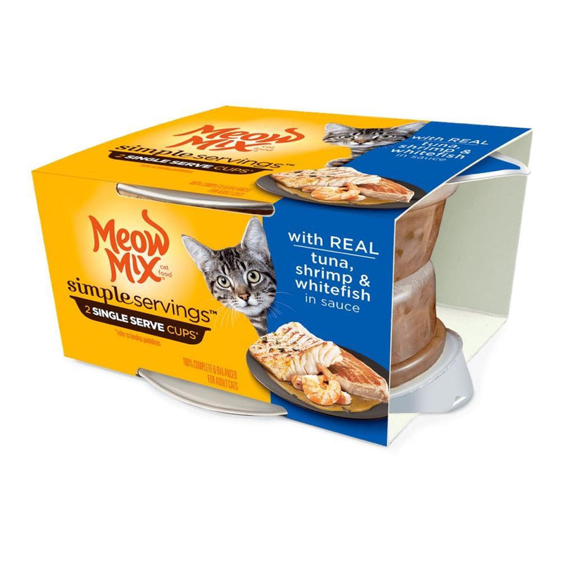 Meow Mix Simple Servings Adult Tuna, Shrimp and Whitefish Recipe Cat Food Tray