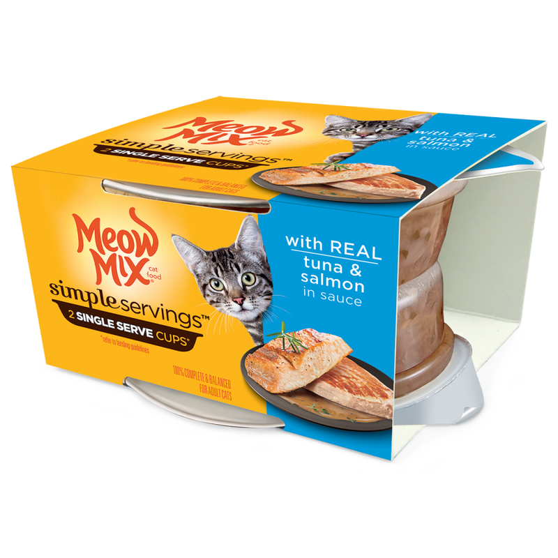 Meow Mix Simple Servings Adult Tuna and Ocean Whitefish Recipe Cat Food Tray