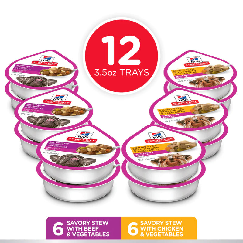 Hill's Science Diet Adult Small & Toy Breed Savory Chicken/Beef and Vegetable Stew Variety Pack Wet Dog Food