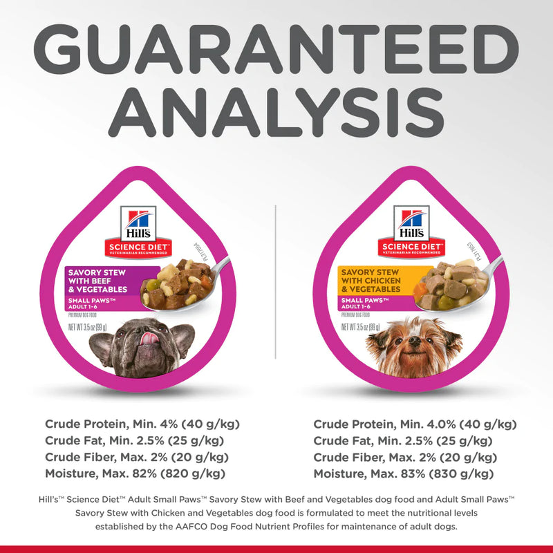 Hill's Science Diet Adult Small & Toy Breed Savory Chicken/Beef and Vegetable Stew Variety Pack Wet Dog Food