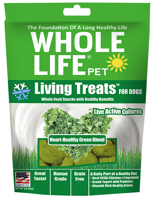 Whole Life Living Treats Grain Free Heart-Healthy Greens Blend Freeze Dried Dog Treats