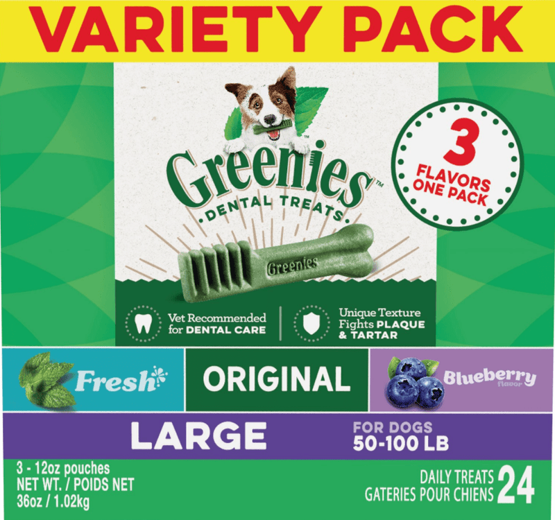 Greenies Large Three Flavor Variety Pack Dental Dog Treats