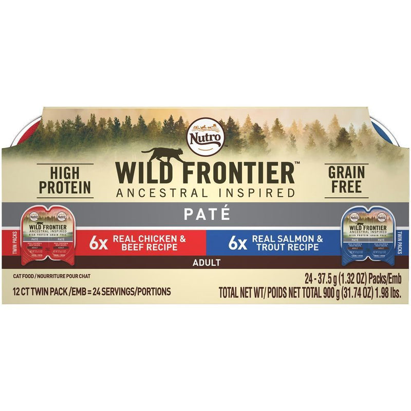 Nutro Wild Frontier Perfect Portions Multi-Pack Grain Free Chicken   & Beef and Salmon & Trout Pate Wet Cat Food Trays