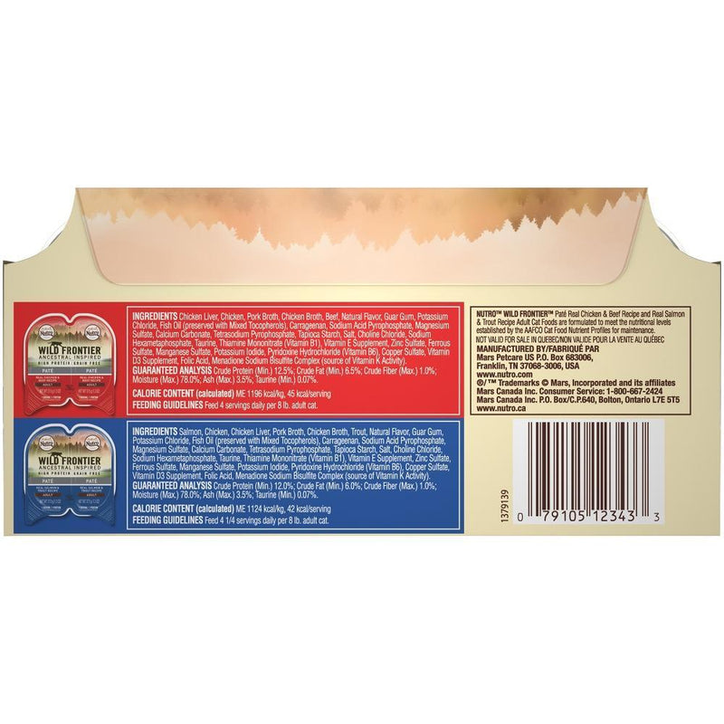 Nutro Wild Frontier Perfect Portions Multi-Pack Grain Free Chicken   & Beef and Salmon & Trout Pate Wet Cat Food Trays
