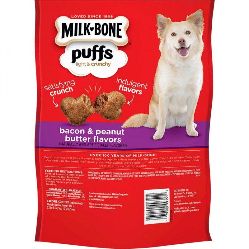 Milk-Bone Puffs Crunchy Bacon and Peanut Butter Dog Treats