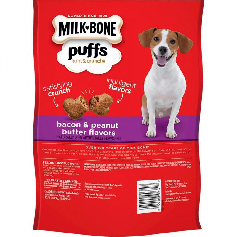 Milk-Bone Puffs Crunchy Bacon and Peanut Butter Mini Dog Treats