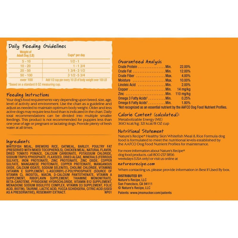 Nature's Recipe Healthy Skin Whitefish Meal and Rice Recipe Dry Dog Food