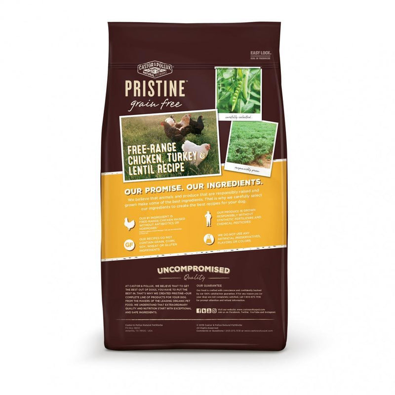 Castor and Pollux Pristine Grain-Free Free-Range Chicken, Turkey and Lentil Recipe Dry Dog Food