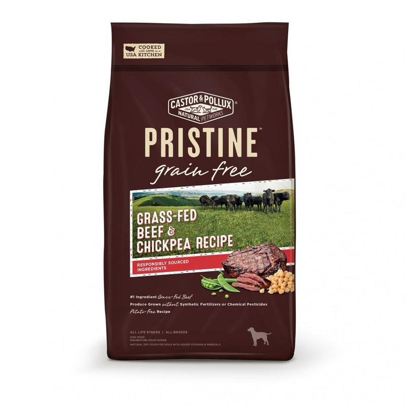 Castor and Pollux Pristine Grain Free Grass Fed Beef and Chickpea Recipe Dry Dog Food