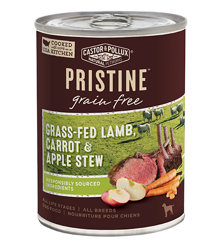 Castor and Pollux Pristine Grain Free Grass Fed Lamb, Carrot & Apple Stew Canned Dog Food