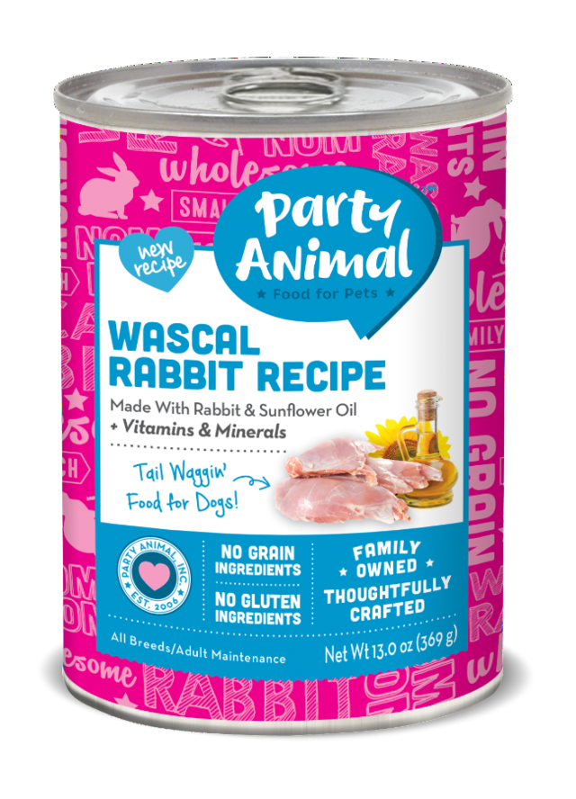 Party Animal Grain Free Wascal Rabbit Recipe Canned Dog Food