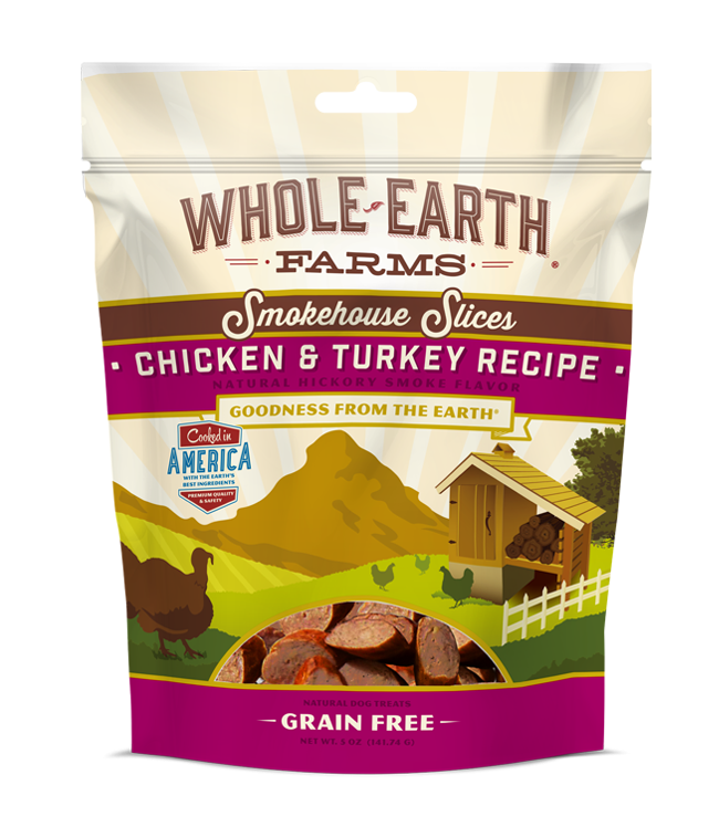 Whole Earth Farms Grain Free Chicken & Turkey Smokehouse Slices Dog Treats