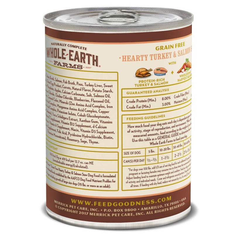 Whole Earth Farms Grain Free Hearty Turkey And Salmon Stew Canned Dog Food