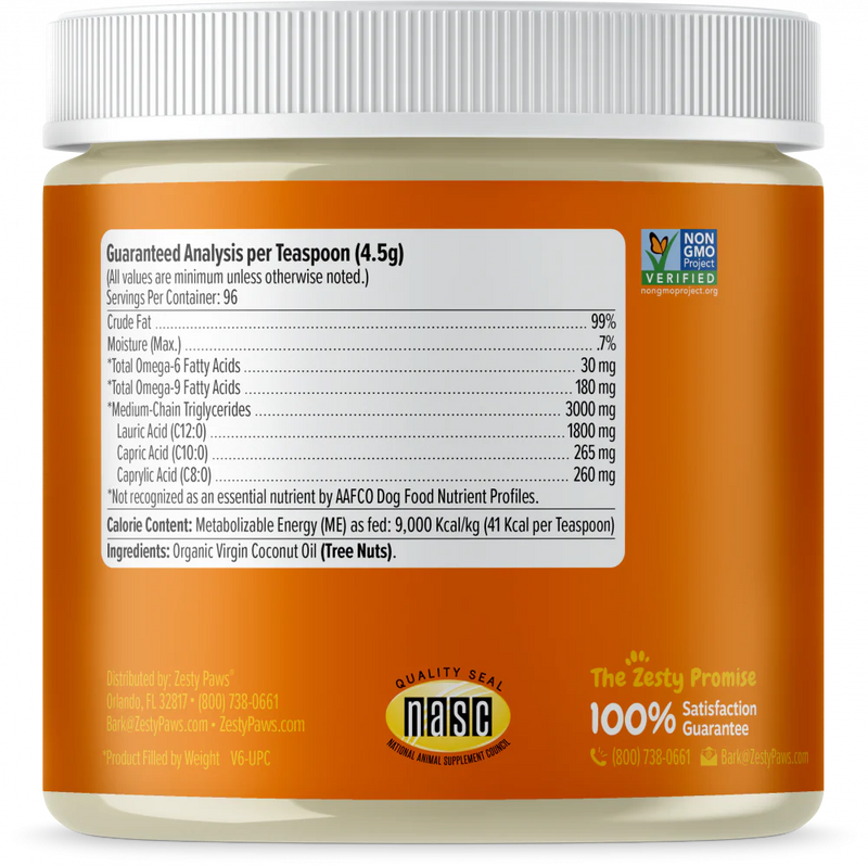 Zesty Paws 100% Certified Organic Extra Virgin Coconut Oil for Dogs