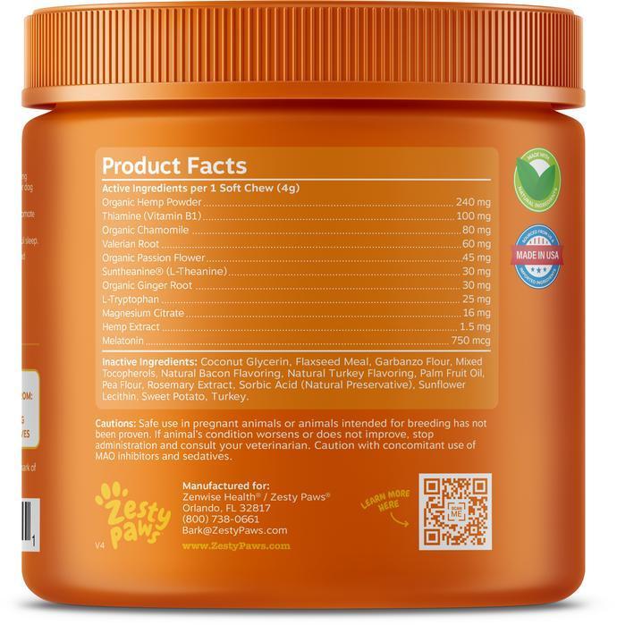 Zesty Paws Advanced Anti Stress & Anxiety Calming with Melatonin & Suntheanine Soft Chews for Dogs