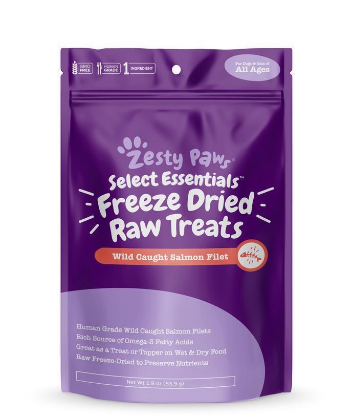 Zesty Paws Raw Freeze Dried Skin & Coat Support Wild Caught Salmon Fillets for Dogs & Cats