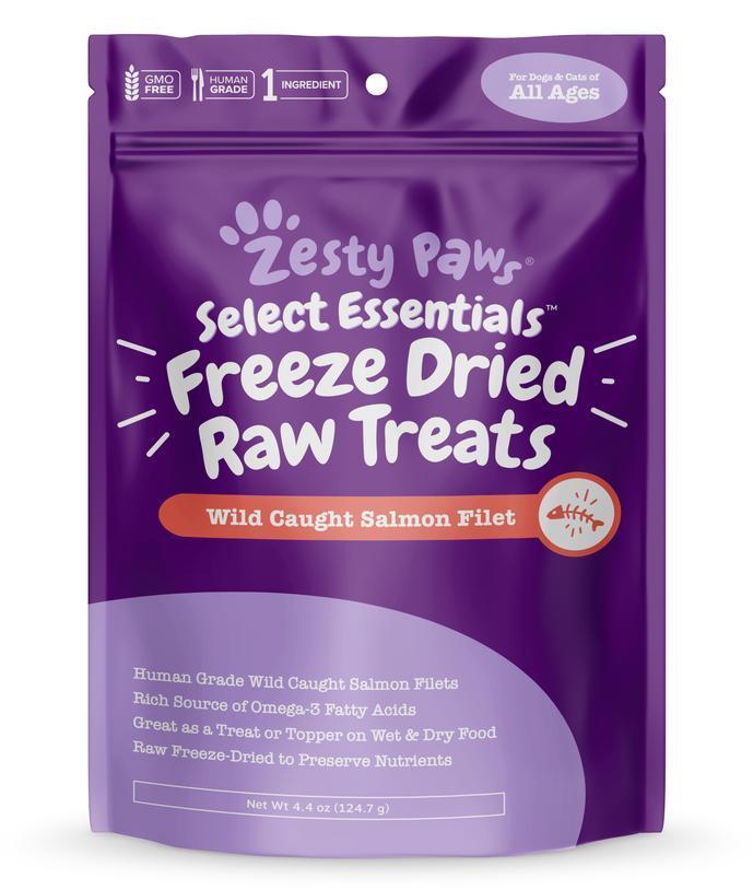 Zesty Paws Raw Freeze Dried Skin & Coat Support Wild Caught Salmon Fillets for Dogs & Cats