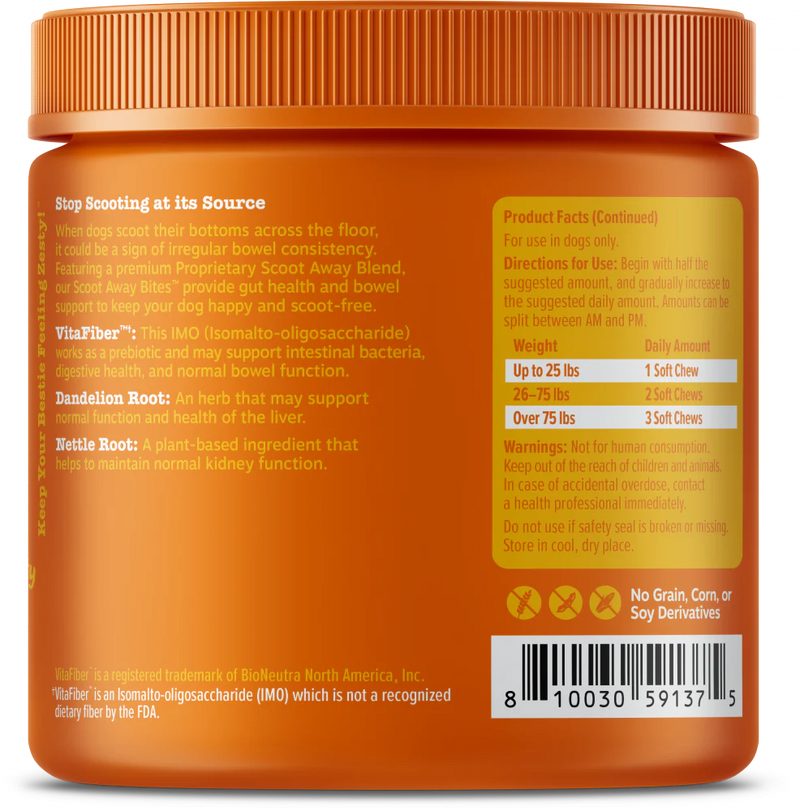 Zesty Paws Anal Gland Health Scoot Away Bites for Digestive & Immune Support Chicken Soft Chews for Dogs