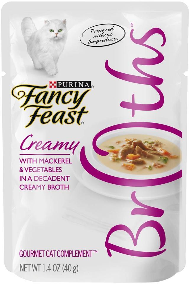 Purina Fancy Feast Creamy Broths with Mackerel & Vegetables Supplemental Cat Food Pouches