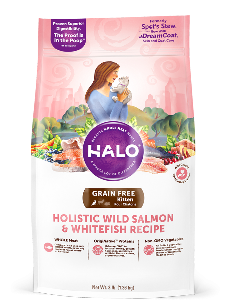 Halo Holistic Grain Free Wild Salmon & Whitefish Recipe Kitten Dry Cat Food