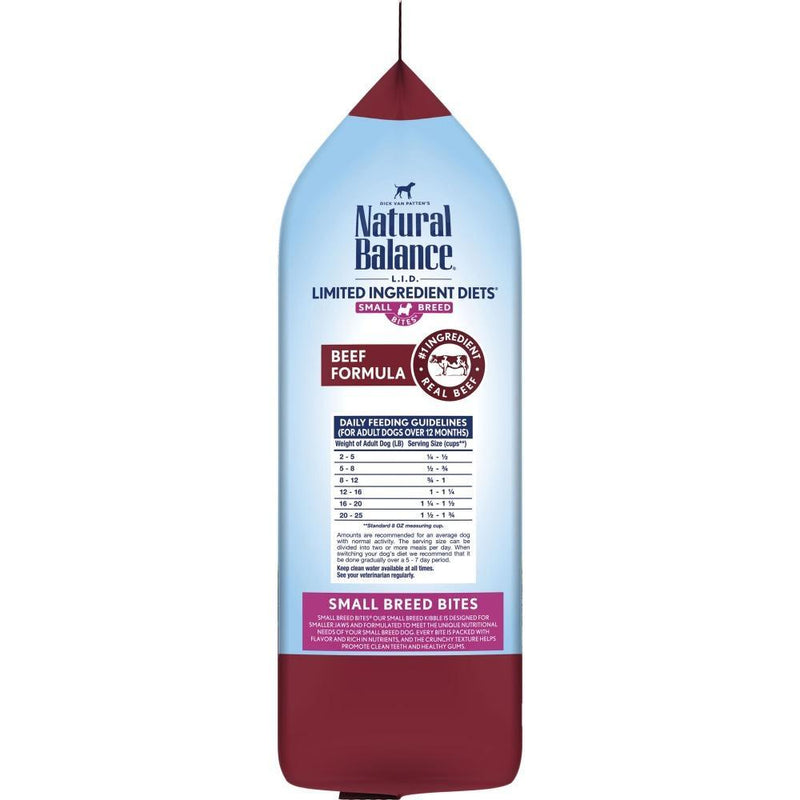 Natural Balance L.I.D. Limited Ingredient Diets Grain Free Beef Recipe, Small Breed Bites Dry Dog Food