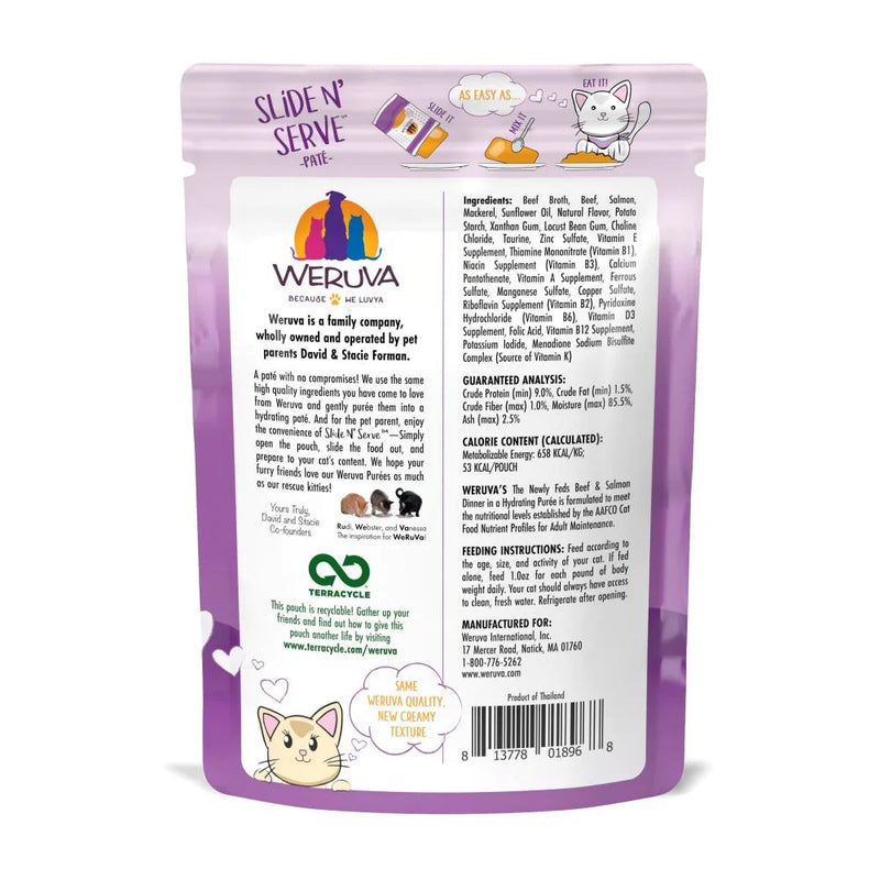 Weruva Slide N' Serve Grain Free The Newly Feds Beef & Salmon Dinner Wet Cat Food Pouch