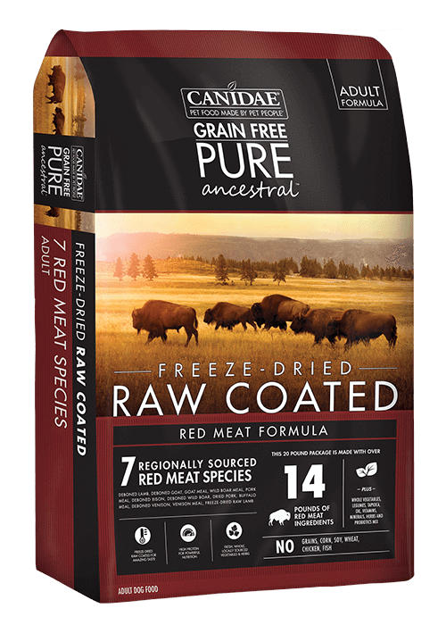 Canidae PURE Ancestral Grain Free Red Meat recipe with Lamb, Goat, & Wild Boar Raw Coated Dry Dog Food