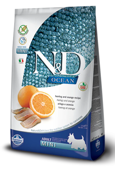 Farmina Ocean N&D Natural & Delicious Grain Free Mini Adult Herring & Orange Dry Dog Food