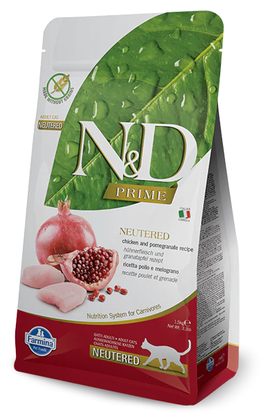 Farmina Prime N&D Natural & Delicious Grain Free Chicken & Pomegranate Neutered Adult Dry Cat Food