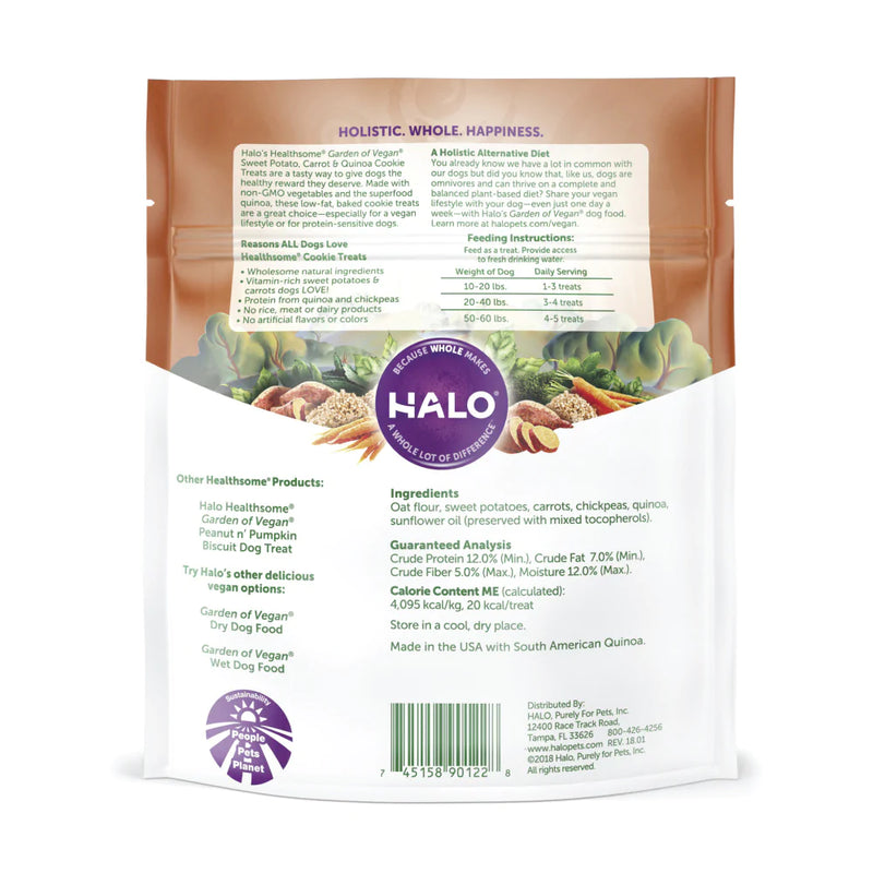 Halo Healthsome Garden Of Vegan Sweet Potato, Carrot & Quinoa Grain Free Dog Treats