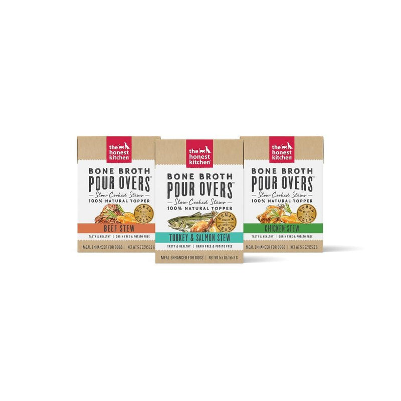 The Honest Kitchen Bone Broth Pour Overs Grain Free Dog Food Topper Variety Pack