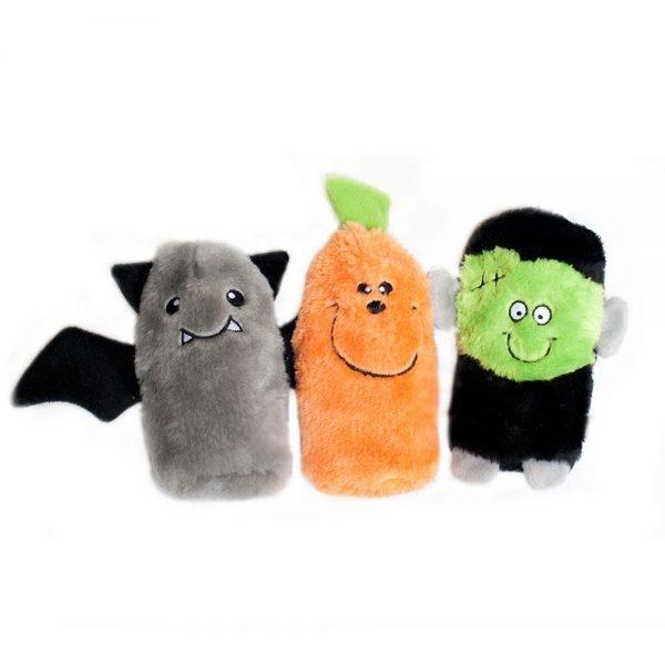 ZippyPaws Halloween Squeakie Buddies Set of 3 No Stuffing Plush Dog Toys