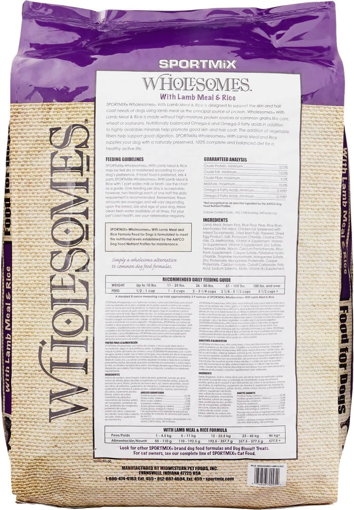 SPORTMiX Wholesomes Lamb Meal & Rice Recipe Dry Dog Food
