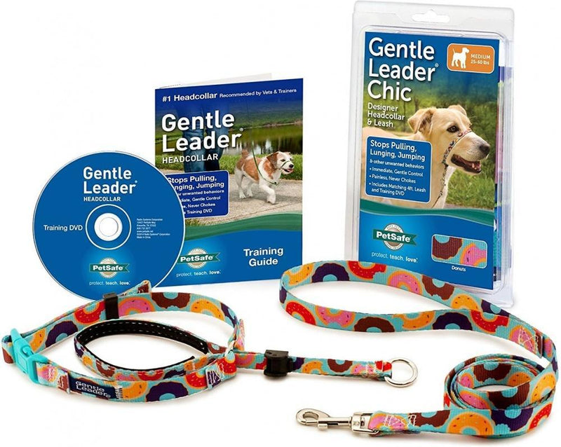Petsafe Chic Gentle Leader Quick Release Donuts Headcollar and Leash for Dogs