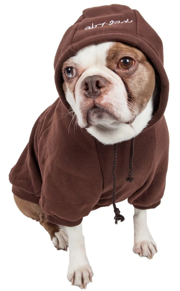 Pet Life Fashion Plush Cotton Hooded Brown Dog Sweater