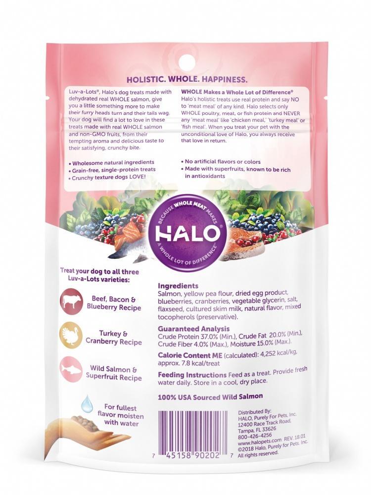 Halo Grain Free Luv-A-Lots Salmon & Superfruit Recipe Dog Treats