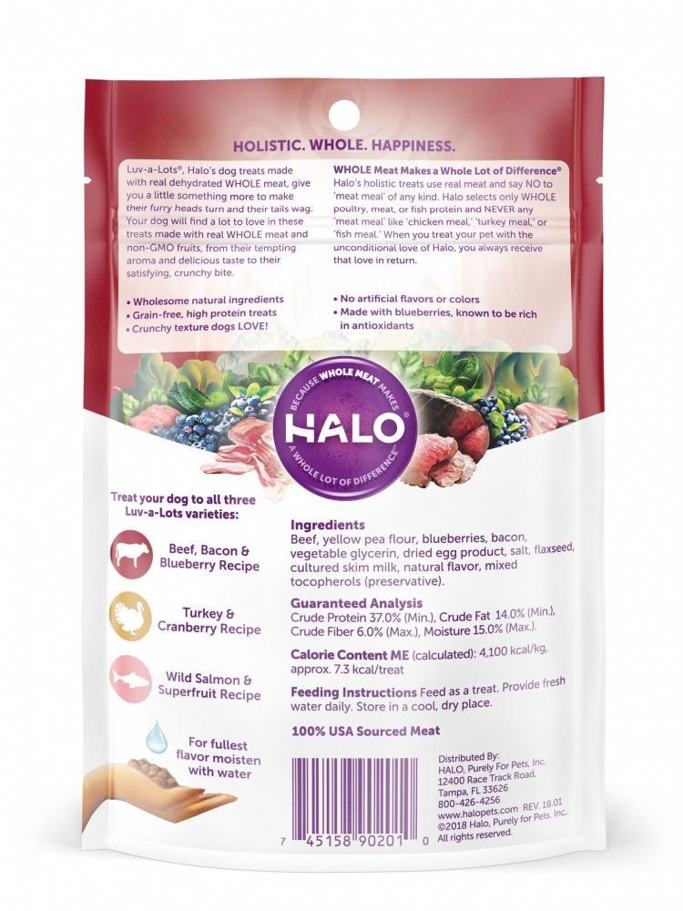Halo Grain Free Luv-A-Lots Beef, Bacon & Blueberry Recipe Dog Treats