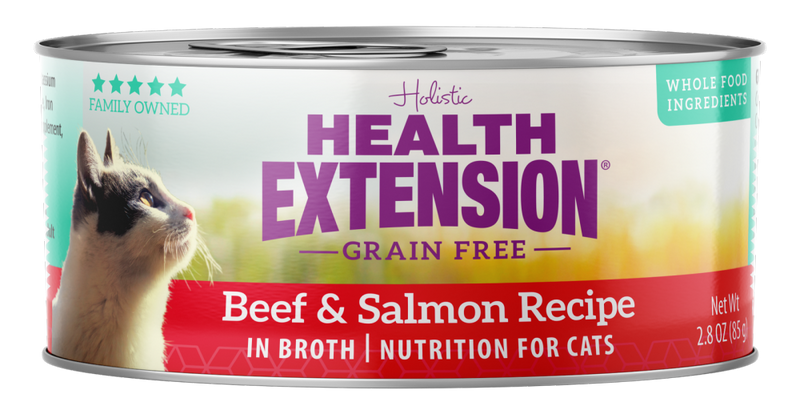 Health Extension Grain Free Beef and Salmon Recipe Canned Cat Food