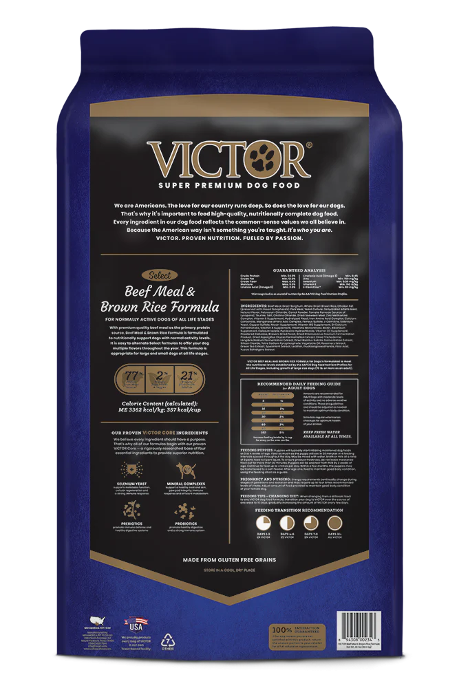 Victor Select Beef Meal & Brown Rice Formula Dry Dog Food
