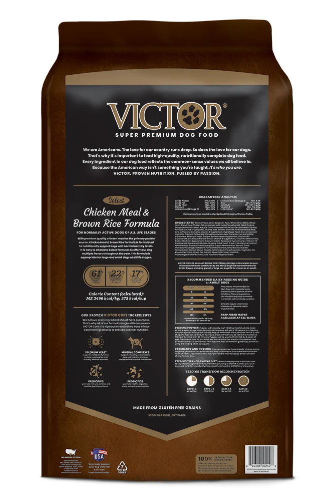 Victor Select Chicken Meal & Brown Rice Formula Dry Dog Food