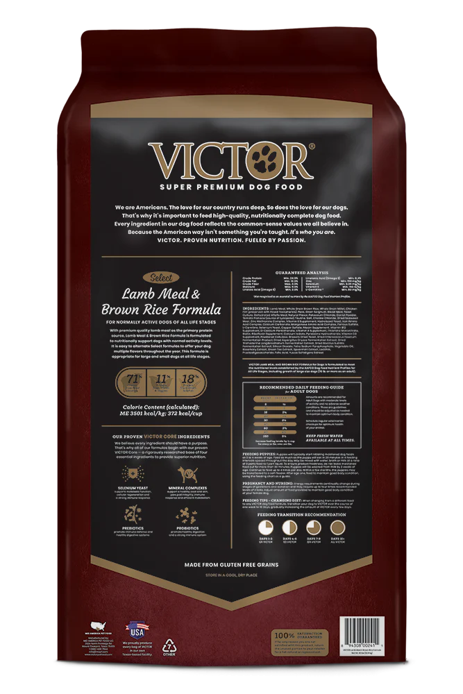 Victor Select Lamb Meal & Brown Rice Formula Dry Dog Food