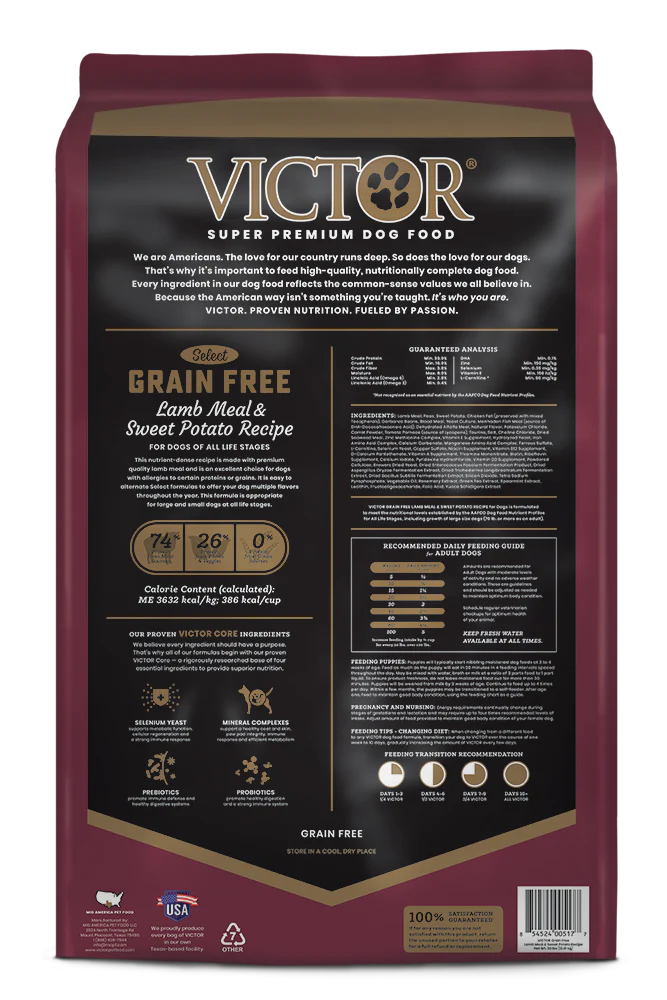 Victor Select Grain Free Lamb Meal & Sweet Potato Canine Recipe Dry Dog Food