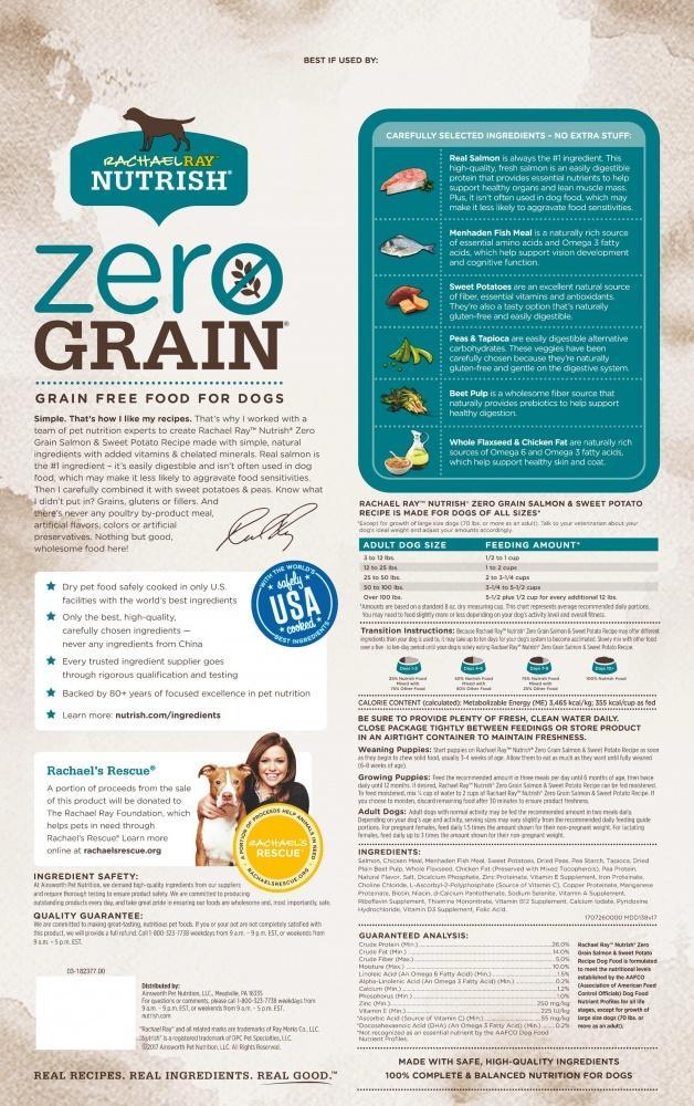 Rachael Ray Nutrish Zero Grain Natural Salmon & Sweet Potato Recipe Dry Dog Food