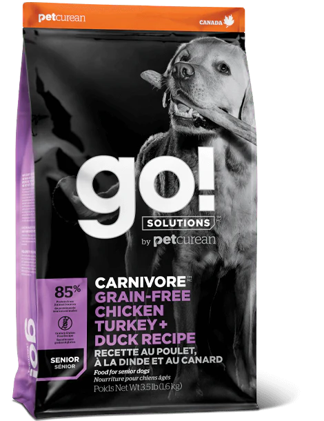 Petcurean GO! Solutions Carnivore Grain Free Chicken, Turkey, & Duck Recipe Senior Dry Dog Food