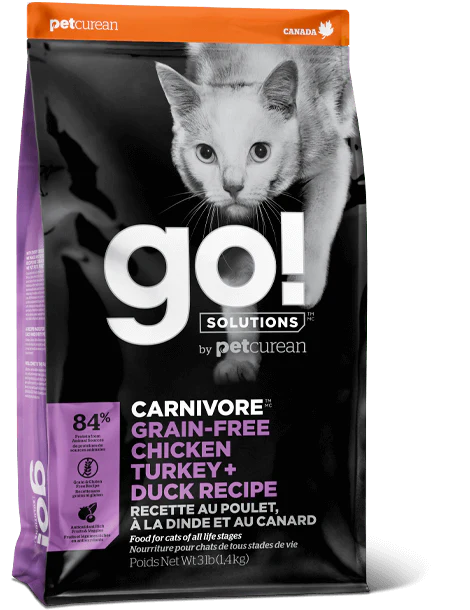 Petcurean GO! Solutions Carnivore Grain Free Chicken, Turkey, & Duck Recipe Dry Cat Food