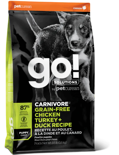 Petcurean GO! Solutions Carnivore Grain Free Chicken, Turkey, & Duck Recipe Puppy Dry Dog Food