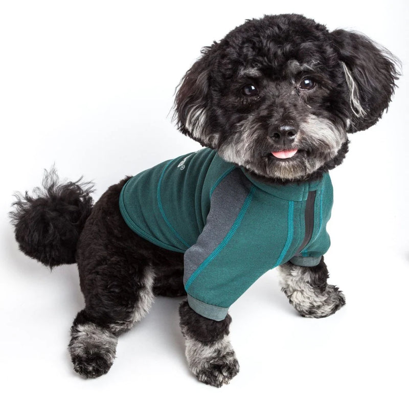 Pet Life Dog Helios Eboneflow Forest Green Flexible Performance Breathable Yoga Dog T-Shirt