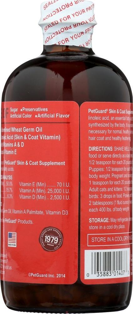 PetGuard Skin & Coat 100% Wheat Germ Oil for Skin & Coat Supplement for Dogs & Cats